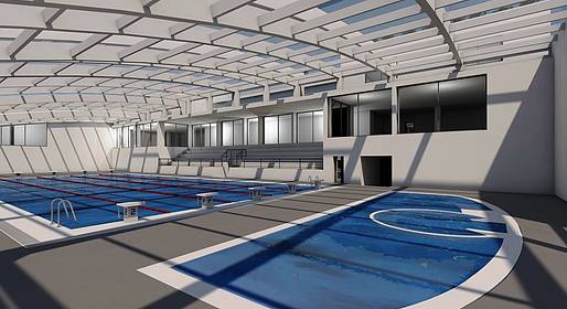 Piscina coperta e campo di calcio in sintetico